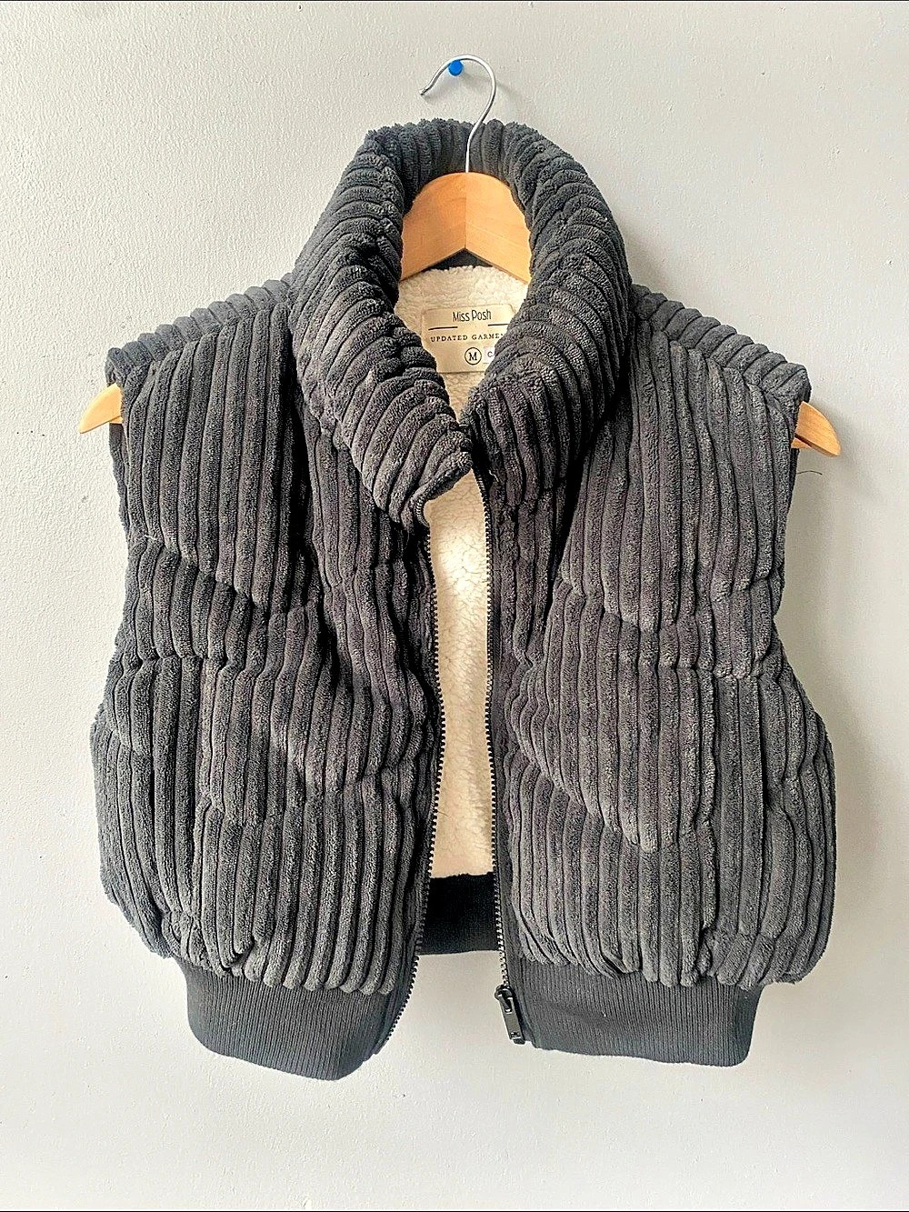 Miss Posh Ribbed Sherpa-Lined Vest